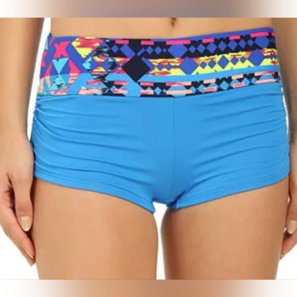 TYR BOCA CHICA ACTIVE MINI BOYSHORT SWIM BOTTOMS BLUE M(8) NWT